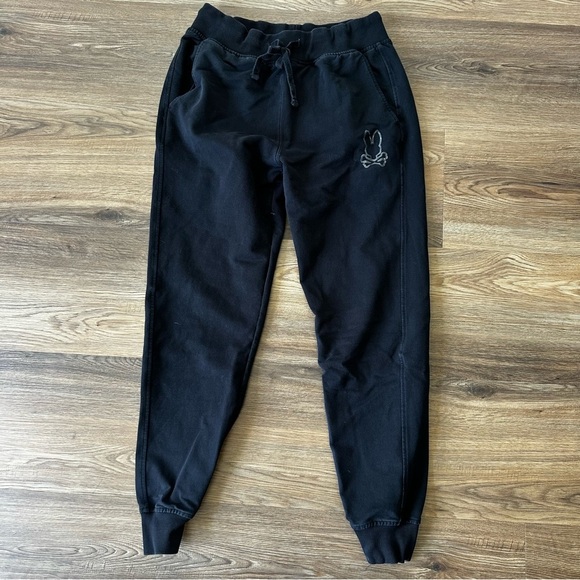 PSYCHO BUNNY Mens Jogger Pants Small Black Sweatpants 28” Inseam Pockets Stretch - Picture 1 of 10